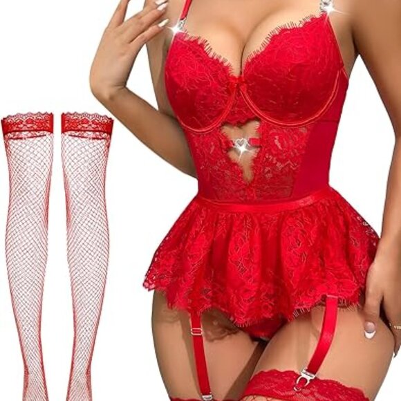 Underwire Babydoll Lace Mesh Garter